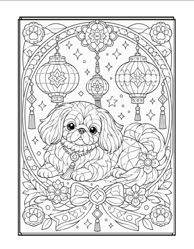 Pagina interna con un dolce cucciolo da colorare