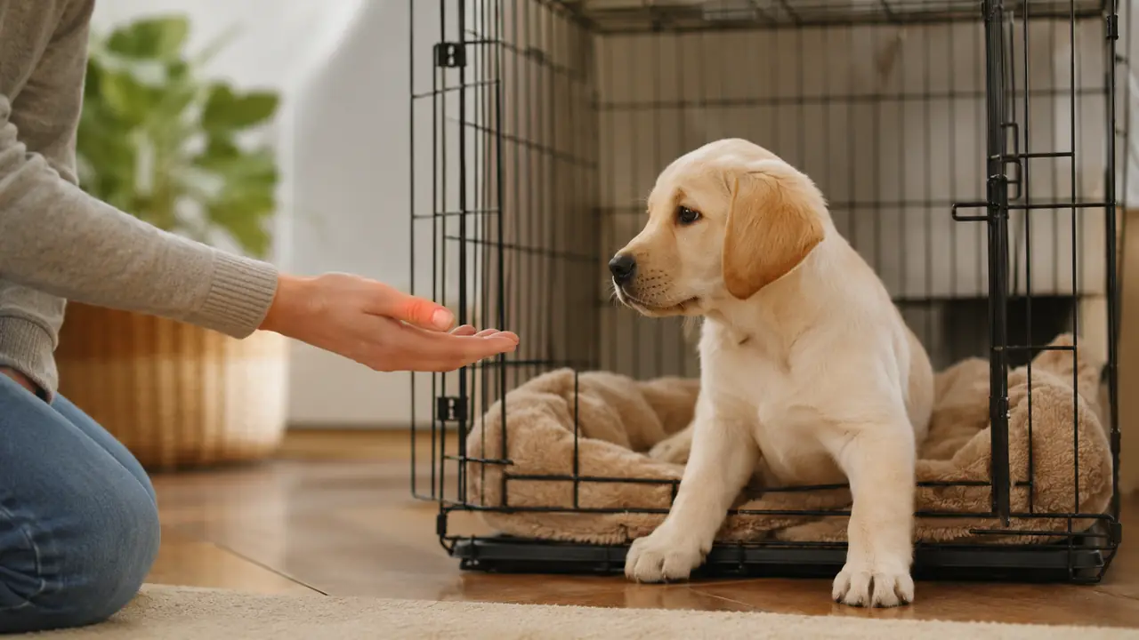 Cane anziano seguito con attenzione durante la vita quotidiana