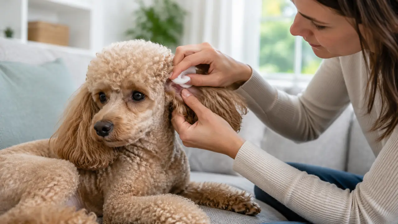 Cane durante un controllo delicato della bocca e dell'alito