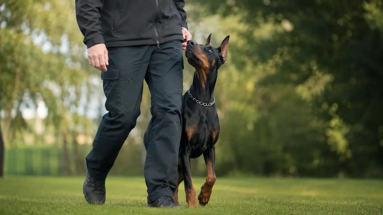 Dobermann in un contesto familiare con bambini e supervisione adulta